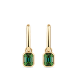 Emerald Cut Green Tourmaline Drop Earrings in 18ct Yellow Gold