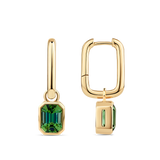 Emerald Cut Green Tourmaline Drop Earrings in 18ct Yellow Gold Hardy Brothers Jewellers