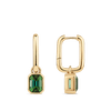 Emerald Cut Green Tourmaline Drop Earrings in 18ct Yellow Gold