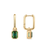 Emerald Cut Green Tourmaline Drop Earrings in 18ct Yellow Gold