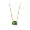 Emerald Cut Green Tourmaline Necklace in 18ct Yellow Gold