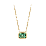 Emerald Cut Green Tourmaline Necklace in 18ct Yellow Gold