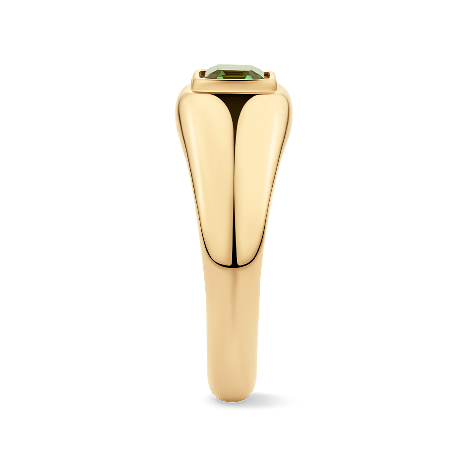 Emerald Cut Green Tourmaline Ring in 18ct Yellow Gold