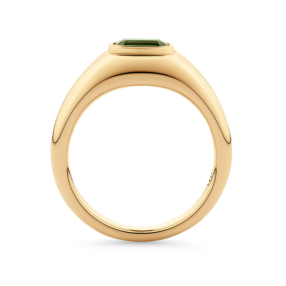 Emerald Cut Green Tourmaline Ring in 18ct Yellow Gold