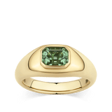 Emerald Cut Green Tourmaline Ring in 18ct Yellow Gold