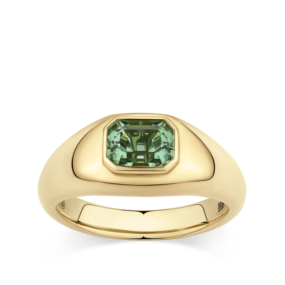 Emerald Cut Green Tourmaline Ring in 18ct Yellow Gold
