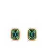 Emerald Cut Green Tourmaline Stud Earrings in 18ct Yellow Gold