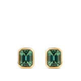 Emerald Cut Green Tourmaline Stud Earrings in 18ct Yellow Gold