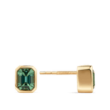 Emerald Cut Green Tourmaline Stud Earrings in 18ct Yellow Gold