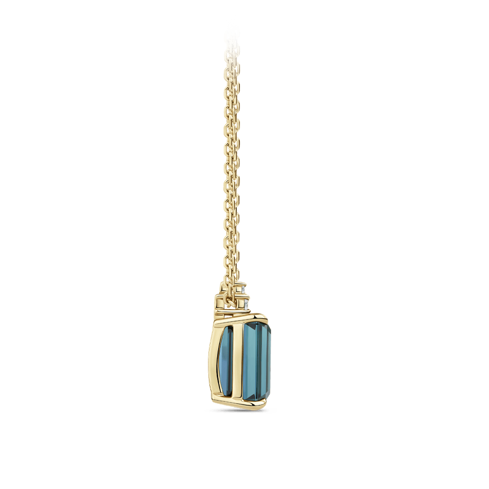 Indicolite Tourmaline and Diamond Pendant in 18ct Yellow Gold