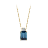 Indicolite Tourmaline and Diamond Pendant in 18ct Yellow Gold