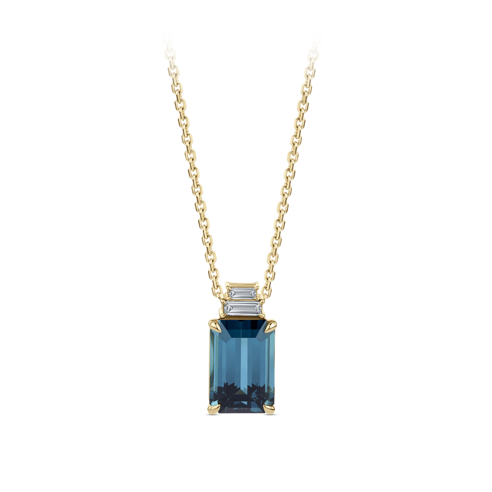 Indicolite Tourmaline and Diamond Pendant in 18ct Yellow Gold