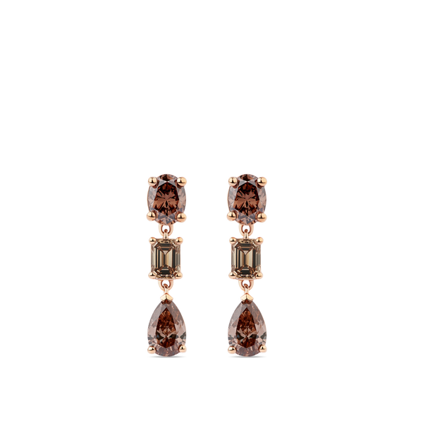 Fancy Cut Champagne Diamond Drop Earrings in 18ct Rose Gold Hardy Brothers Jewellers