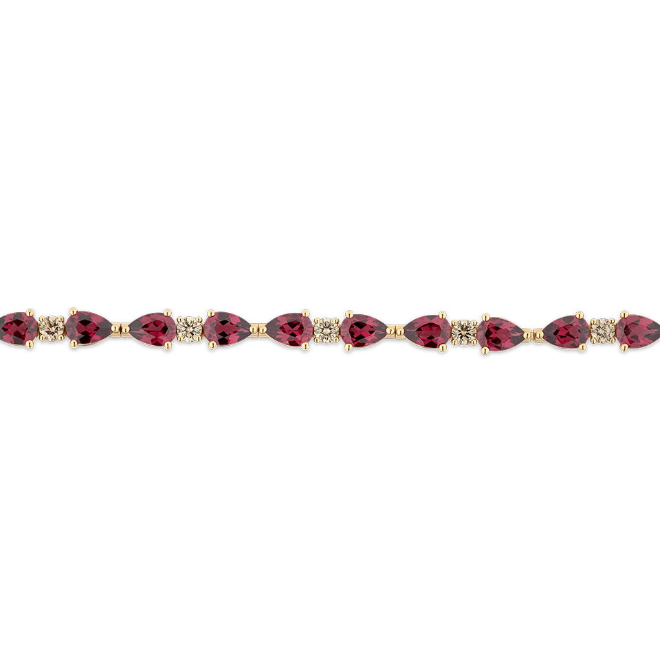 Fancy Cut Diamond and Rhodolite Garnet Tennis Bracelet