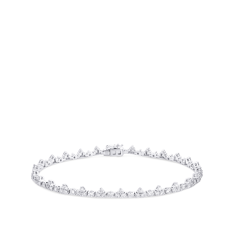Fancy Pattern Diamond Tennis Bracelet in 18ct White Gold | Hardy Brothers
