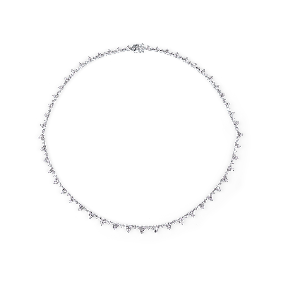 Fancy Pattern Diamond Tennis Necklace in 18ct White Gold | Hardy Brothers