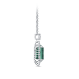 Halo Green Tourmaline and Diamond Pendant made in 18ct White Gold