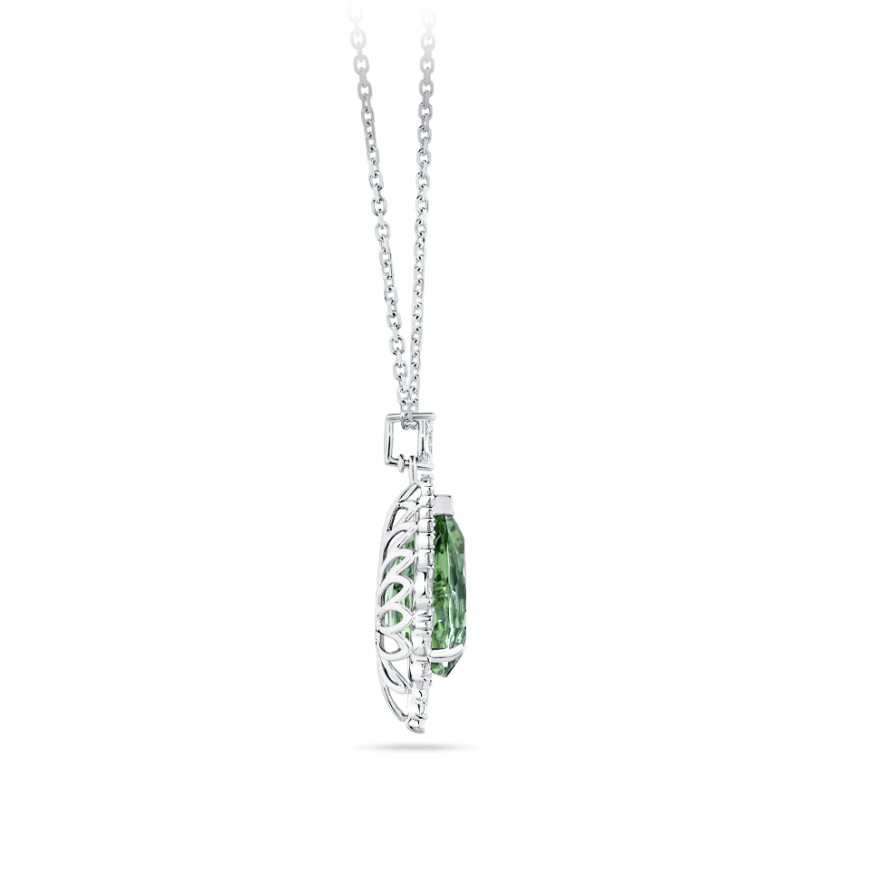 11.40 Carat Halo Mint Tourmaline and 0.70 Carat Diamond Pendant in 18ct White Gold