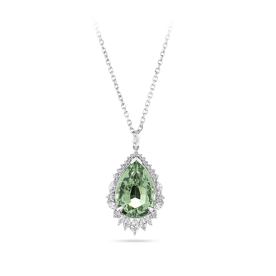 11.40 Carat Halo Mint Tourmaline and 0.70 Carat Diamond Pendant in 18ct White Gold