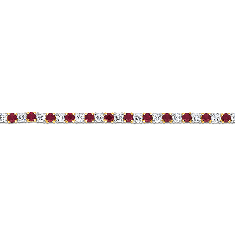 Ruby and Diamond Tennis Bracelet in 18ct Yellow Gold