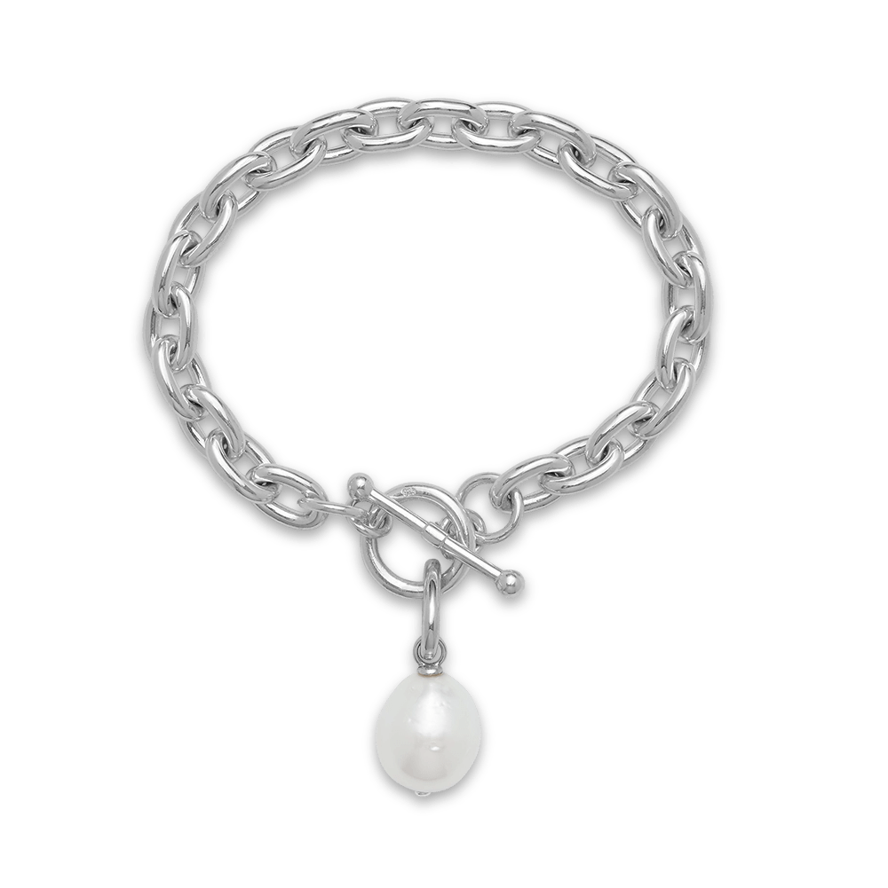 Silver Toggle Bracelet with Baroque South Sea Pearl Enhancer