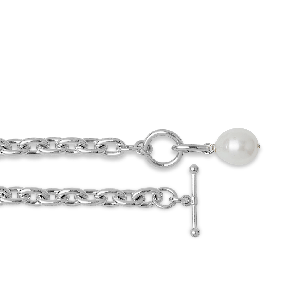 Silver Toggle Bracelet with Baroque South Sea Pearl Enhancer