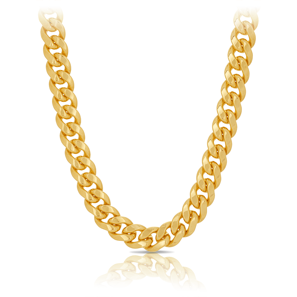 Miami Link Chain Necklace in 18ct Yellow Gold Hardy Brothers