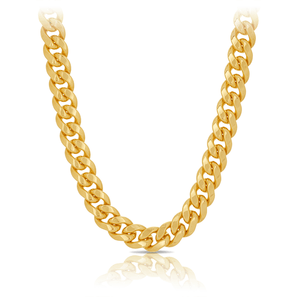 Miami Link Chain Necklace in 18ct Yellow Gold Hardy Brothers 