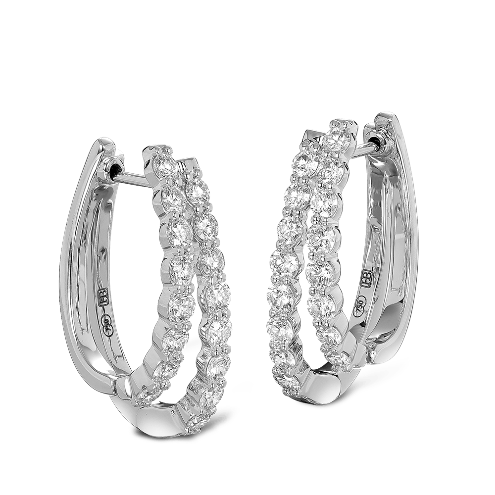 Quintessential 1.92 Carat Diamond Hoop Earrings in 18ct White Gold