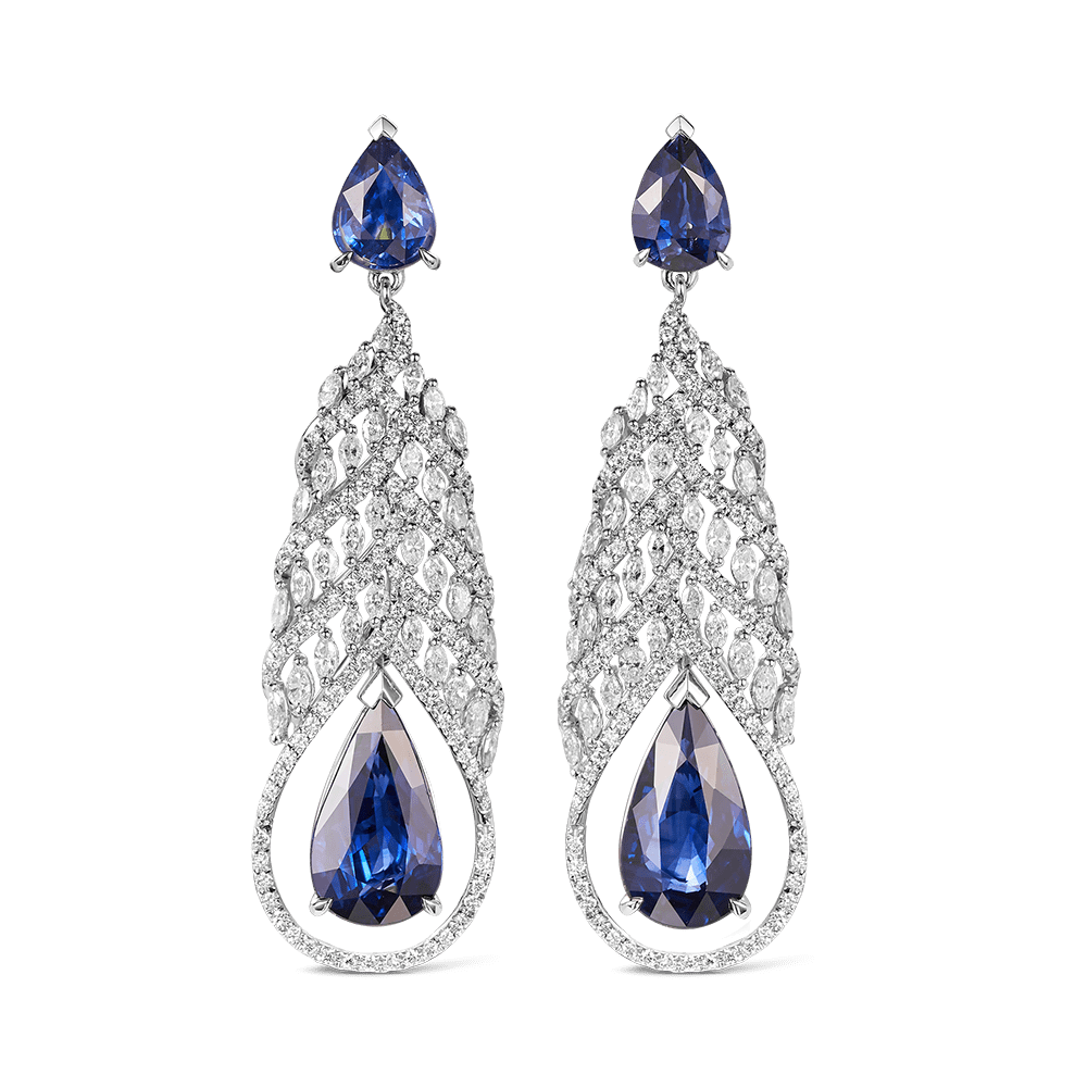 12.76ct Ceylon Sapphire and Diamond Earrings