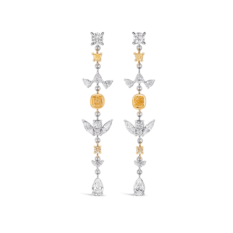 Vault 5.40 Carat Yellow and White Diamond Drop Earrings Hardy Brothers 
