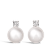 Diamond and Akoya Pearl Stud Earrings in 18ct White Gold