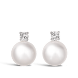 Diamond and Akoya Pearl Stud Earrings in 18ct White Gold