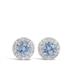 Halo Aquamarine and Diamond Stud Earrings in 18ct White Gold