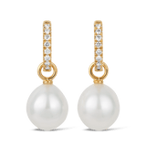 Diamond and Australian South Sea Pearl Earrings in 18ct Yellow Gold