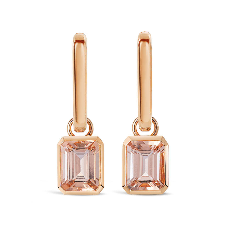 Bezel Set Morganite Drop Earrings in 18ct Rose Gold Hardy Brothers