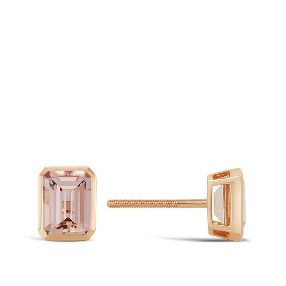 Bezel Set Morganite Stud Earrings in 18ct Rose Gold Hardy Brothers