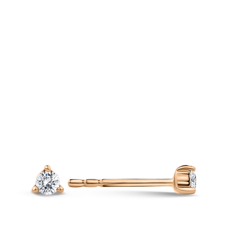 Ear Party 0.10ct 3 Claw Mini Diamond Studs in 18ct Rose Gold