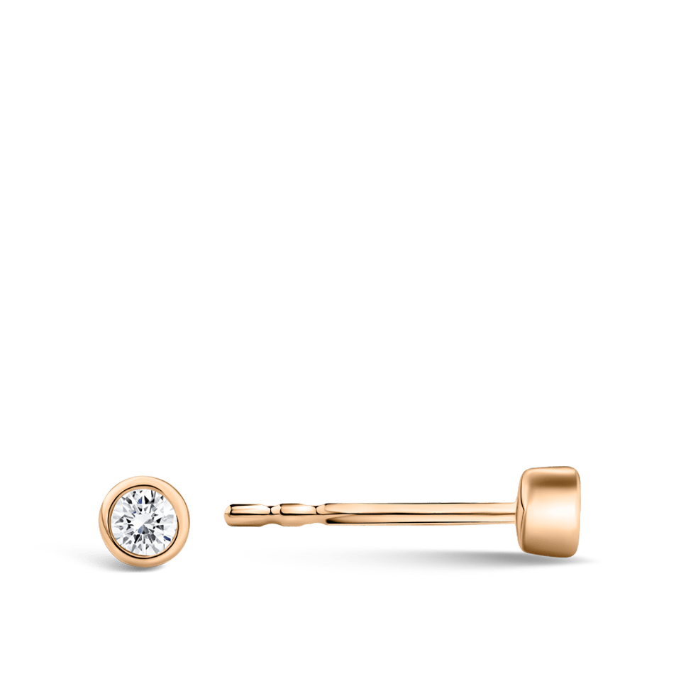 Ear Party Bezel Set Diamond Stud Earrings in 18ct Rose Gold Hardy Brothers