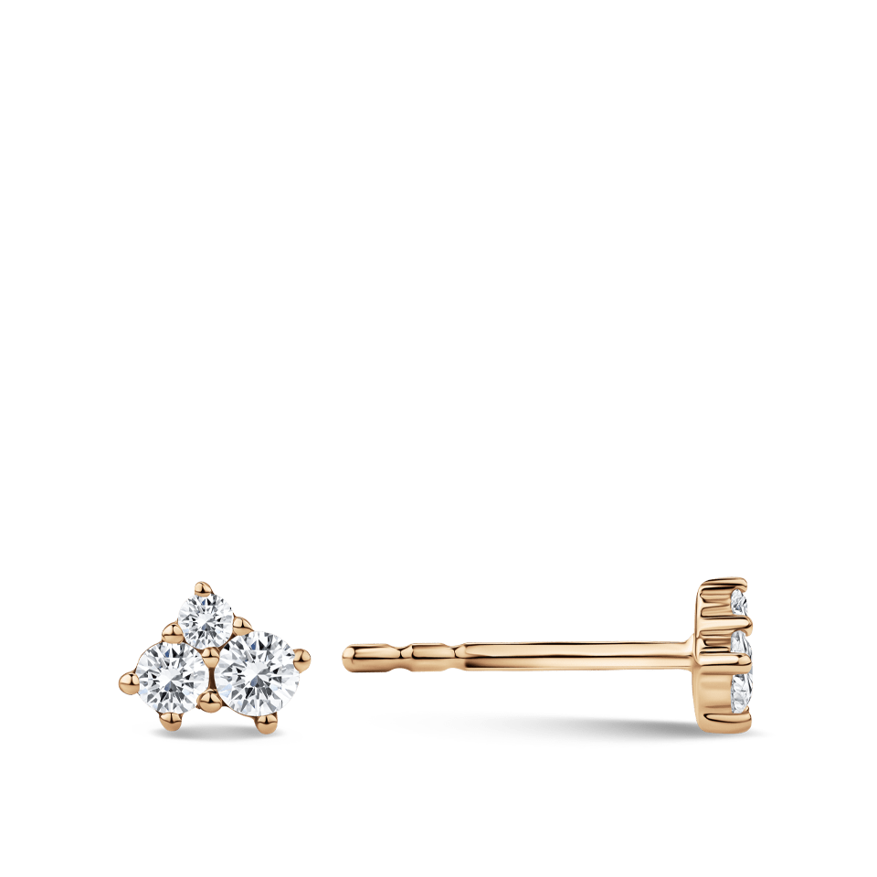 Ear Party Diamond Cluster Studs in 18ct Rose Gold