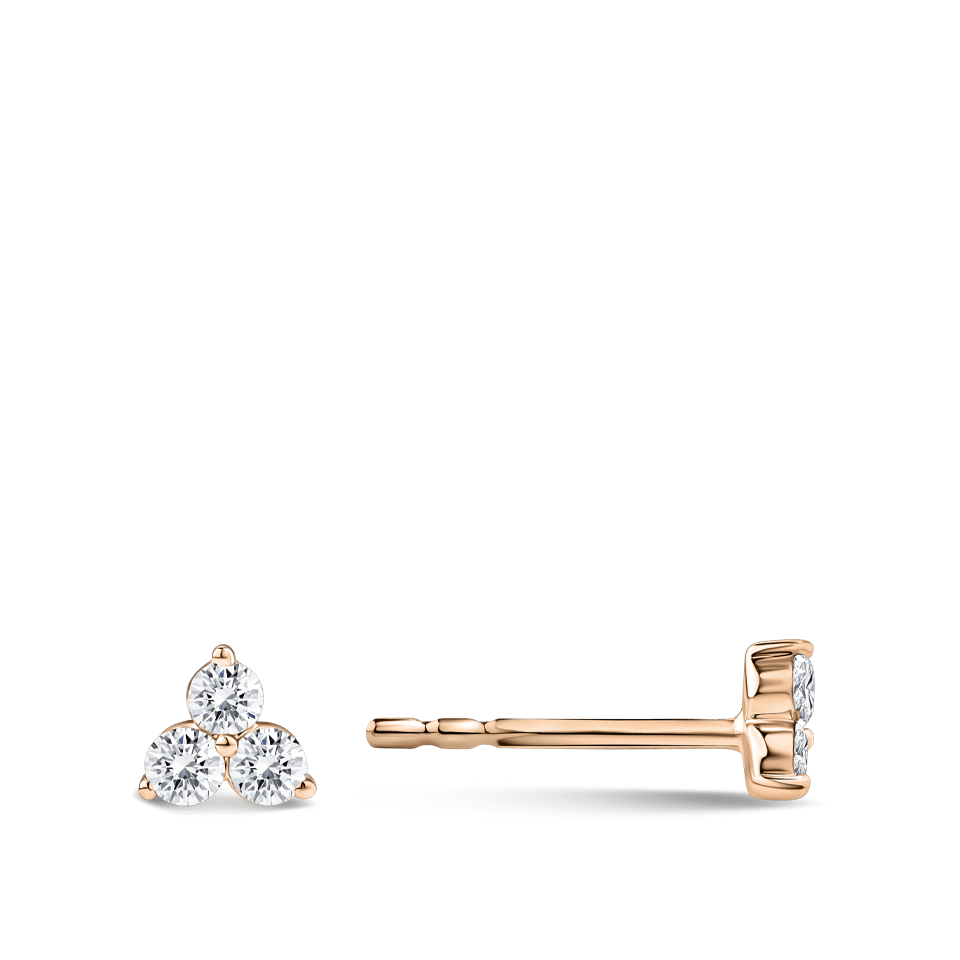 Ear Party Trinity Diamond Stud Earrings in 18ct Rose Gold Hardy Brothers