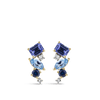 Ear Party 18ct Gold Tanzanite Topaz Sapphire and Diamond Cluster Studs