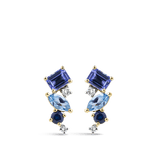 Ear Party 18ct Gold Tanzanite Topaz Sapphire and Diamond Cluster Studs