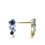 Ear Party 18ct Gold Tanzanite Topaz Sapphire and Diamond Cluster Studs