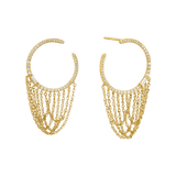 Eclipse Crescent Chain Diamond Hoop Earrings