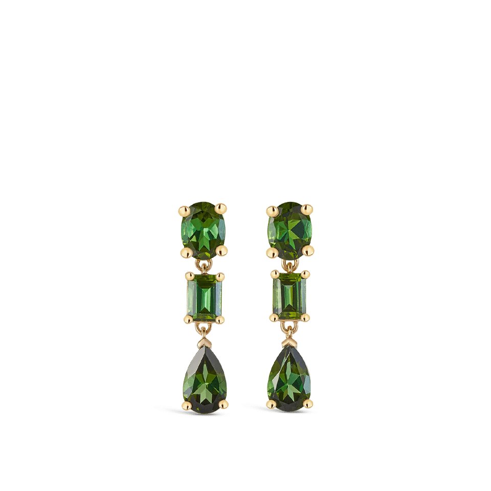 Green Tourmaline Earrings in 18ct Yellow Gold