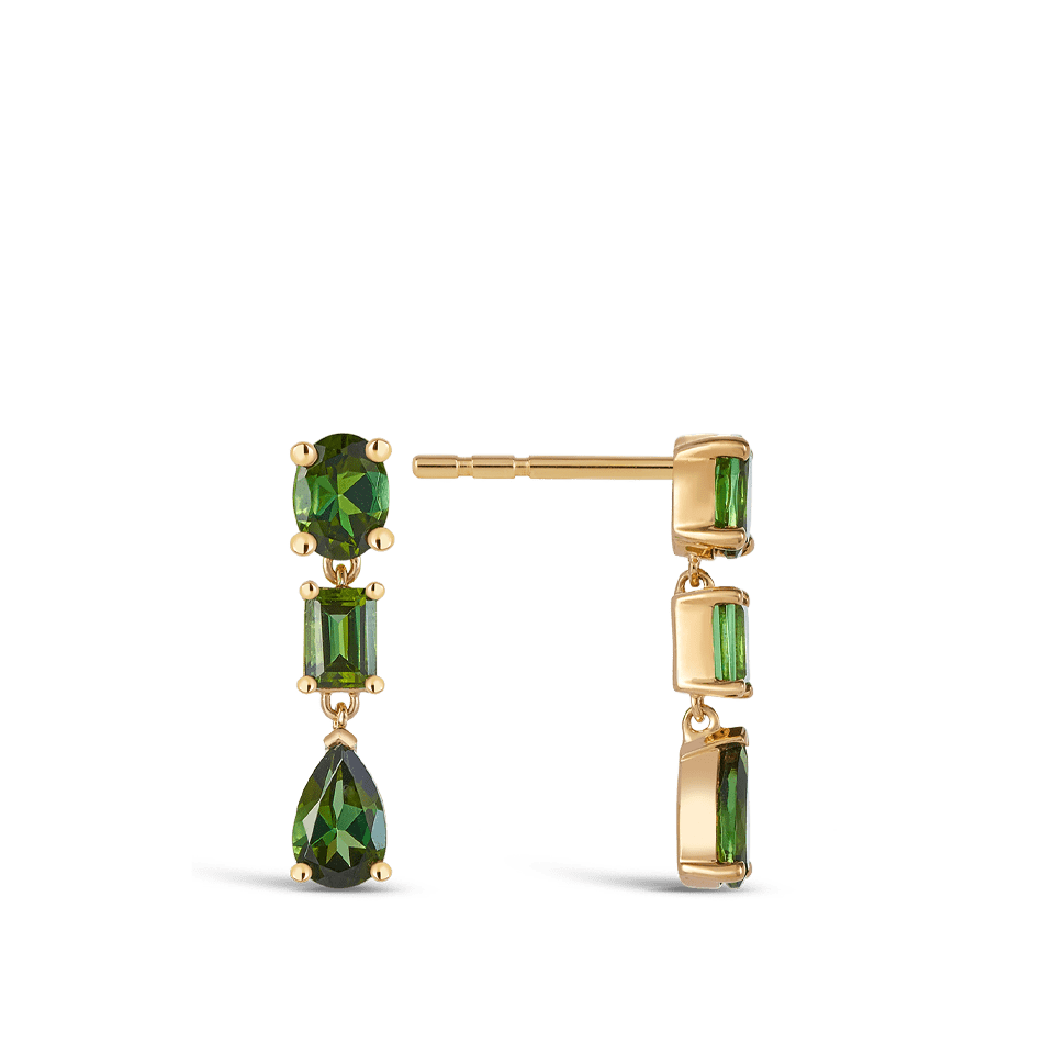 Green Tourmaline Earrings in 18ct Yellow Gold