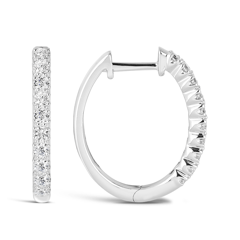 Quintessential 0.50 Carat Oval Diamond Hoop Earrings in 18ct White Gold