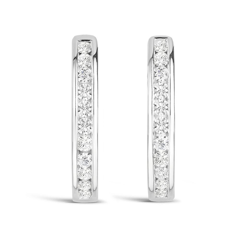 Quintessential 0.50 Carat Oval Diamond Hoop Earrings in 18ct White Gold