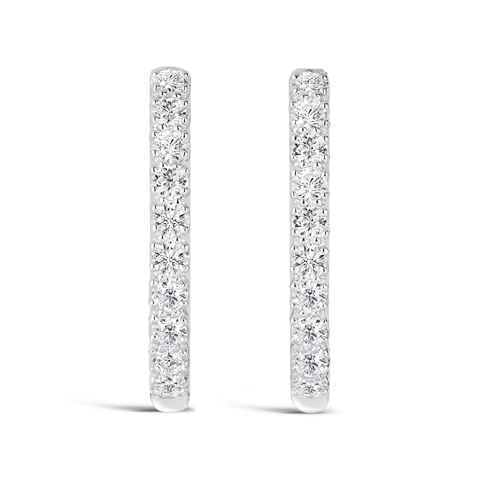 Quintessential 0.50 Carat Oval Diamond Hoop Earrings in 18ct White Gold